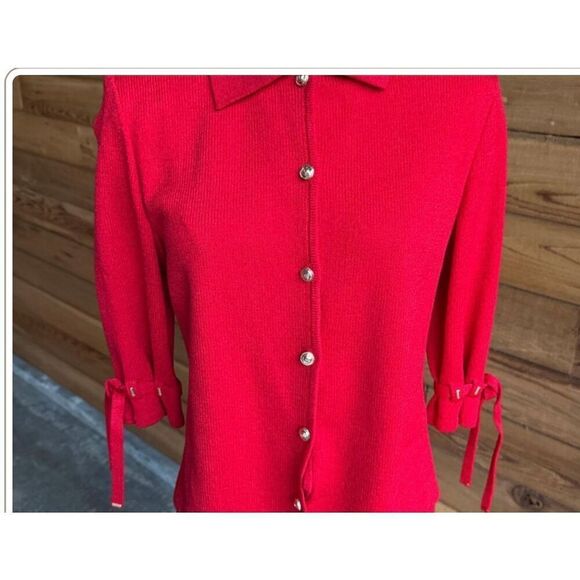 St. John Collection Red Short & Top Knit Set *note - Picture 2 of 12